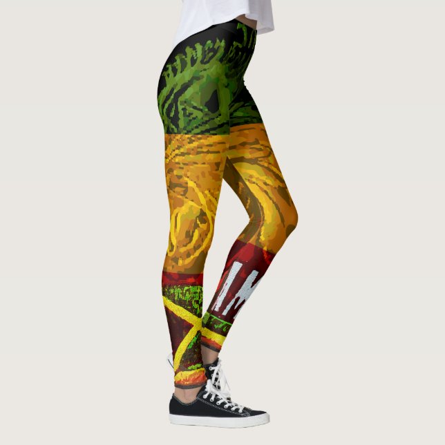 Rasta León de Judah Leggings con bandera jamaiquin (Derecha)