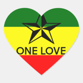 Rasta One Love Heart Shaped Pegatina