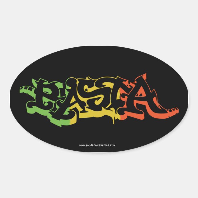 Rasta Pegatina Oval de color negro (Anverso)