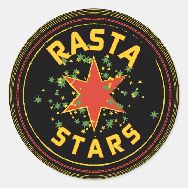 Rasta Stars Round Pegatina (Anverso)