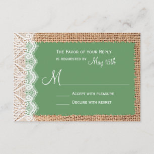 Rastic Country Burlap Lace Red Wedding RSVP