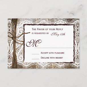 Rastic Country Burlap Lace Twine Wedding RSVP