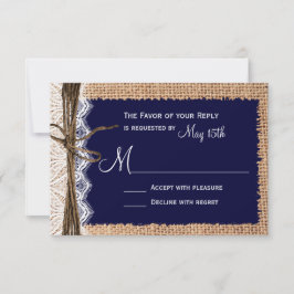 Rastic Country Burlap Lace Twine Wedding RSVP