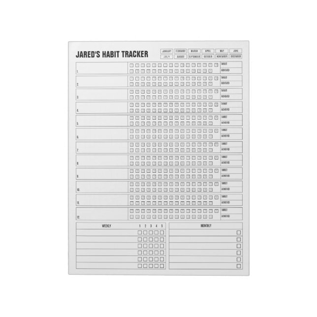 Rastreador de hábitos mensual - Bloc de notas del  (Lado Izquierdo)