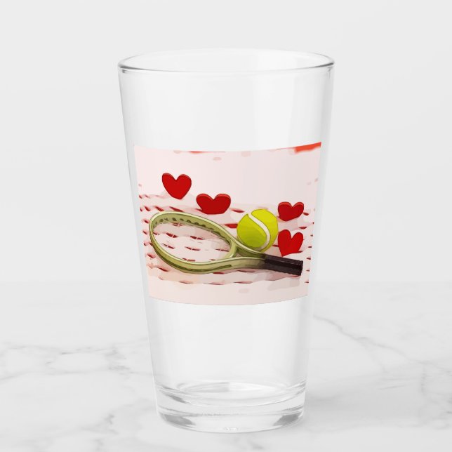 Rastreo de tenis con pelota y amor al corazón rojo (Anverso)