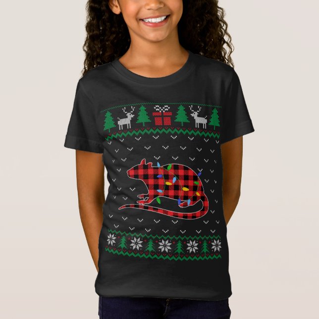 Rat Christmas Tree Lights Decoración Xmas Sweater (Anverso)