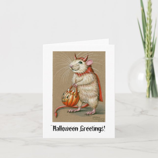 ¡Rat Devil, saludos de Halloween! Tarjeta (Anverso)