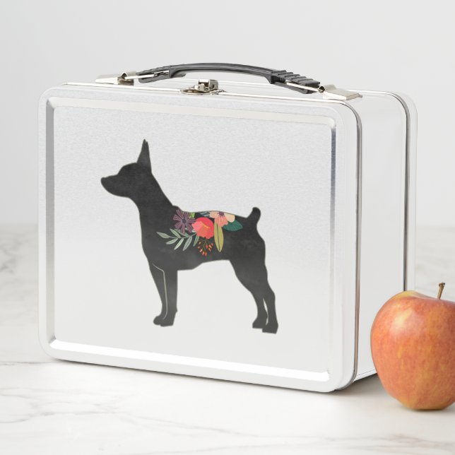 Rat Terrier CC Dog Boho Floral Silhouette (In situ)