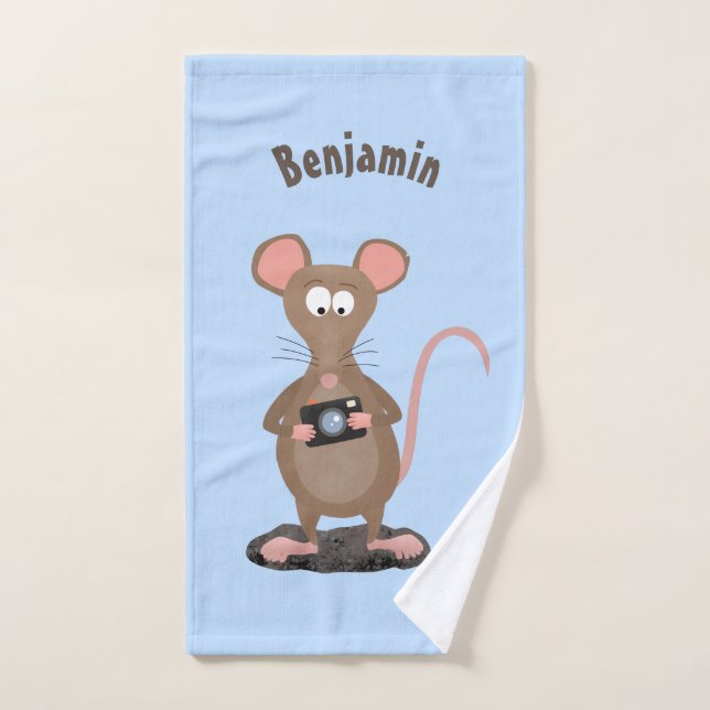Rata divertida con ilustracion de personalizado de (Toalla de mano)