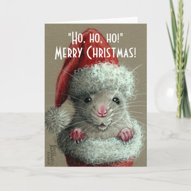 Rata en tarjeta de Navidad de la media del gorra (Anverso)