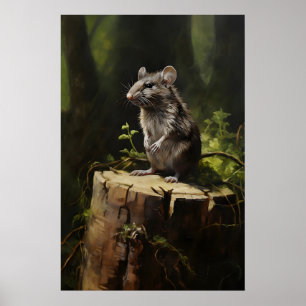 Rata Gris Sobre Tocón En Impresión De Pared De Bos