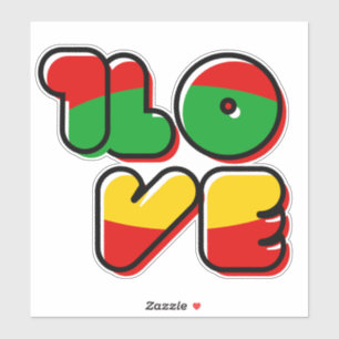 Rata roja verde reggae un Pegatina de amor