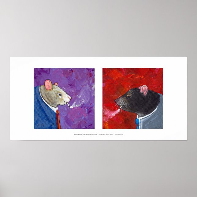Ratas en trajes de negocios cigarrillos arte diver (Frente)
