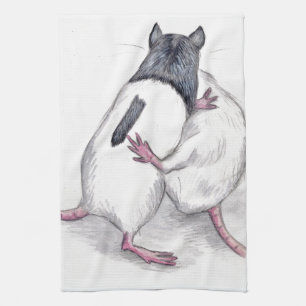 ratas que juegan la toalla de cocina