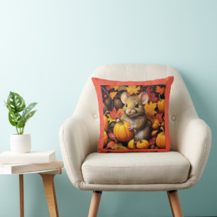 Ratón Adorable con Cojín decorativo de calabazas o
