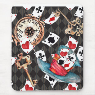 Ratón Alfombrilla de Alice en Wonderland con reloj, tarj