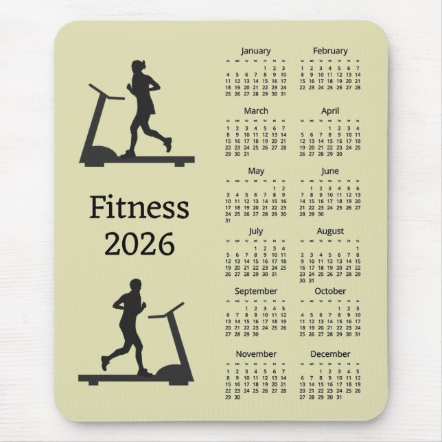 Ratón Alfombrilla de calendario de fitness 2026 (Frente)