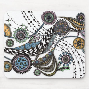 Ratón Alfombrilla de escritorio de arte floral Zentangle