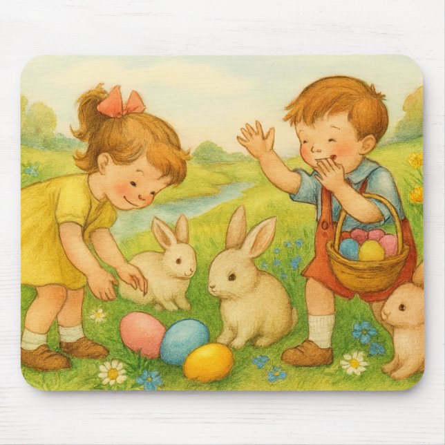 Ratón Alfombrilla de Pascua para niños y conejos (Frente)