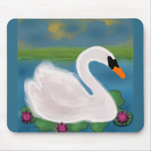 Ratón Alfombrilla de pintura Cisne Blanco
