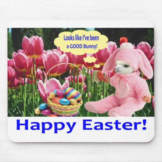 Ratón alfombrilla de ratón. Feliz Pascua. (Frente)