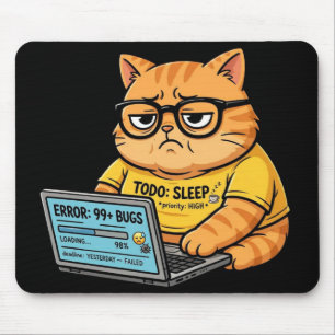 Ratón Alfombrilla divertida de gato naranja programador