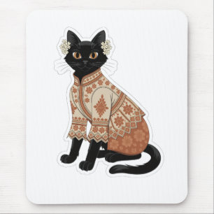 Ratón Alfombrilla gráfica de gato negro floral de terrac