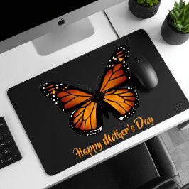 Ratón Alfombrilla negra personalizada de Mariposa Monarc