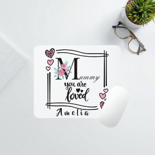 Ratón Alfombrilla personalizada de flores para mamá