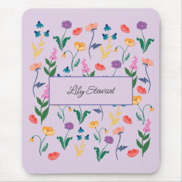 Ratón Alfombrilla personalizada de lavanda con flores si