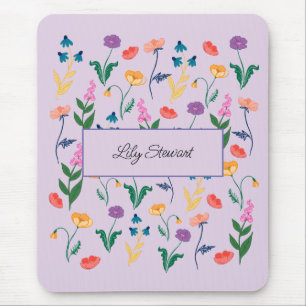 Ratón Alfombrilla personalizada de lavanda con flores si