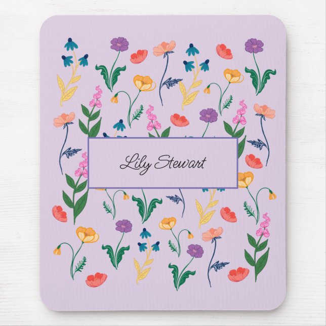 Ratón Alfombrilla personalizada de lavanda con flores si (Frente)