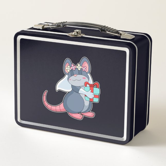 Ratón como novia con velo y regalo.PNG (Anverso)