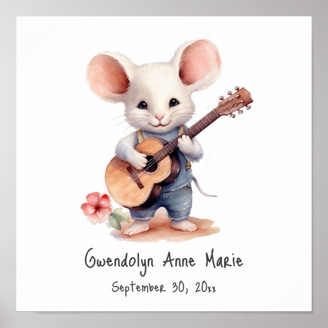 Ratón de arte de enfermería tocando guitarra, mano (Frente)