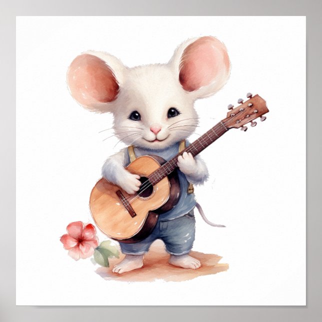 Ratón de arte de enfermería tocando guitarra, mano (Frente)