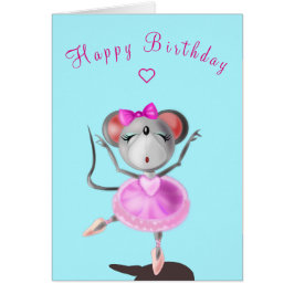 Ratón de bailarina de ballet de tarjetas de cumple
