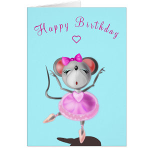 Ratón de bailarina de ballet de tarjetas de cumple