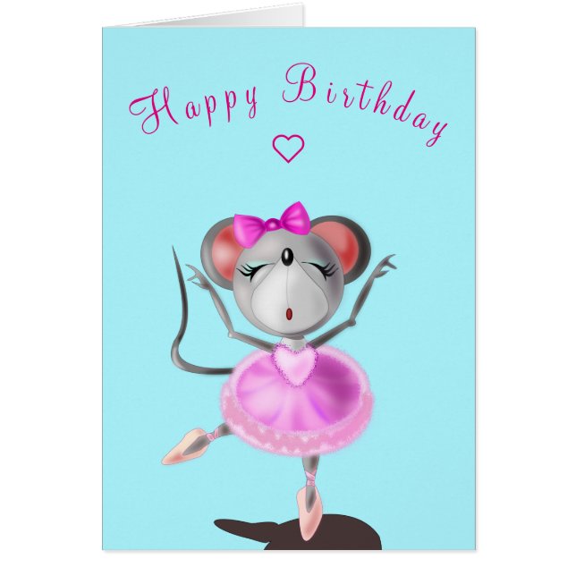 Ratón de bailarina de ballet de tarjetas de cumple (Frente)