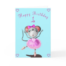 Ratón de bailarina de ballet de tarjetas de cumple