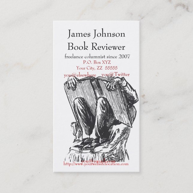 Ratón de biblioteca que lee la tarjeta de visita (Anverso)