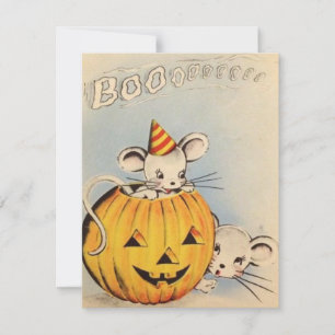 Ratón de Halloween de época cutáneo en calabaza