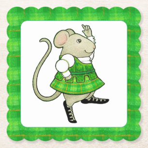 RATÓN DE JIGA IRLANDESA Posavasos de Papel Cuadrad
