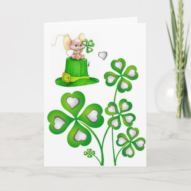 Ratón de la tarjeta de saludo de San Patricio (Anverso)