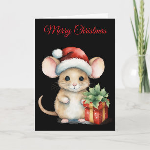 Ratón de Navidad con acuarela