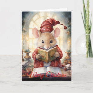 Ratón de Navidad leyendo