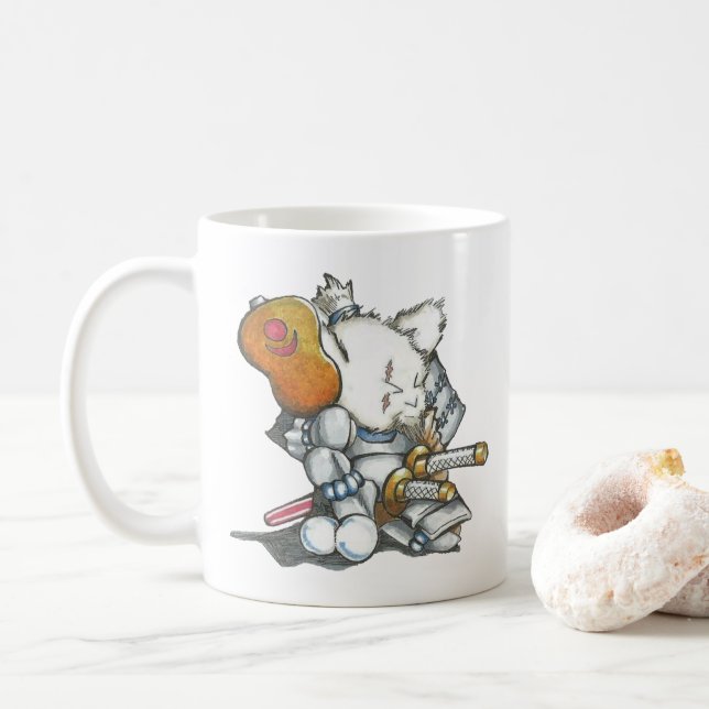 Ratón del samurai en taza de la armadura (Con donut)