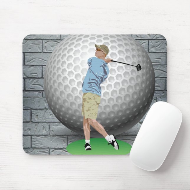Ratón Golfer de golf, almohadilla de ratón! Alfombrilla  (Con ratón)