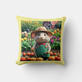 Ratón granjero en su Cojín decorativo de jardín
