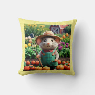 Ratón granjero en su Cojín decorativo de jardín