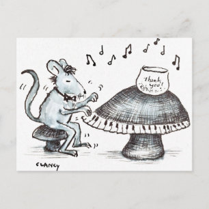 Ratón Hongo Músico Postal